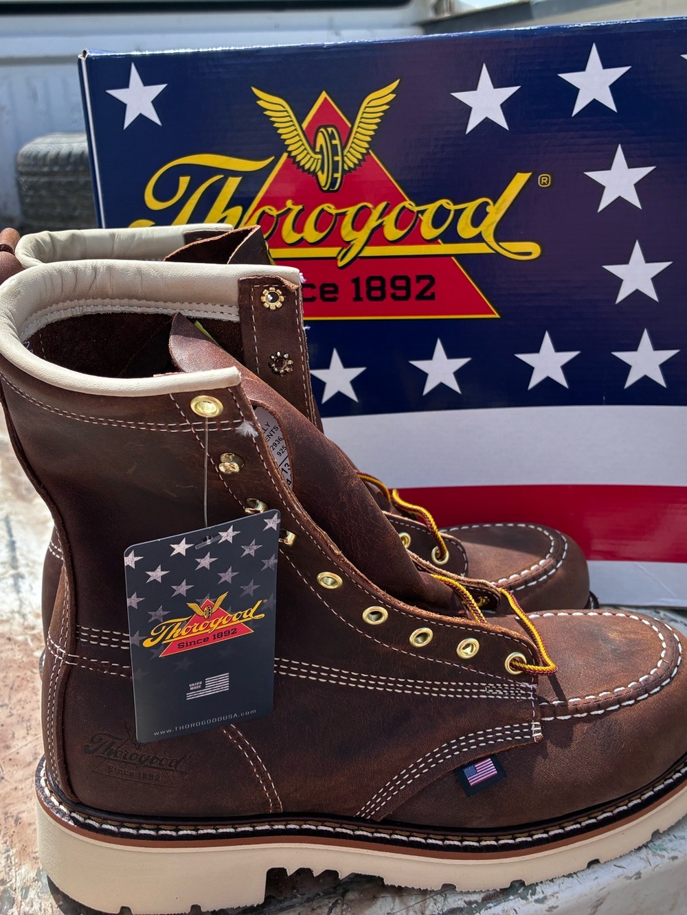 Thorogood Brown Moc Toe Work Boots - Men